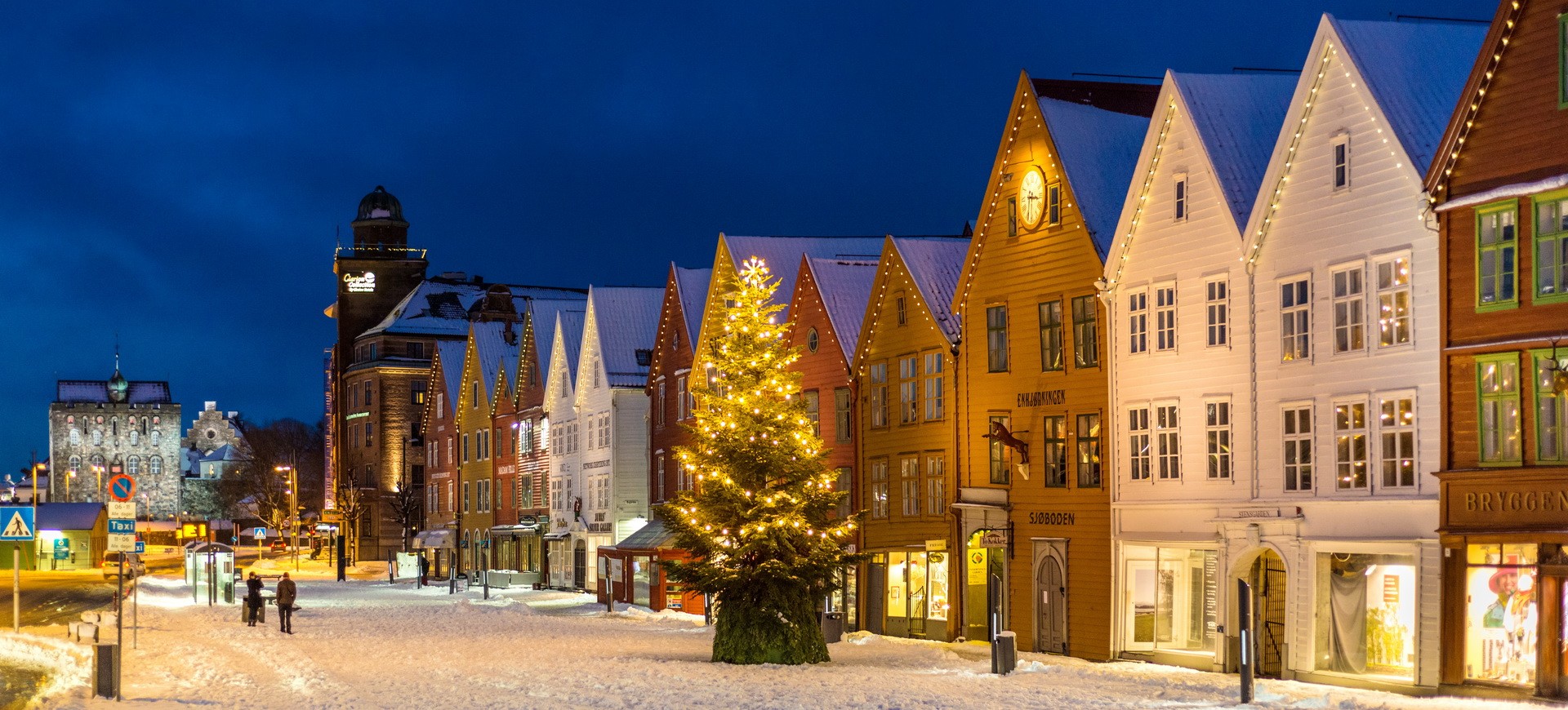 Une rue à Bergen by night