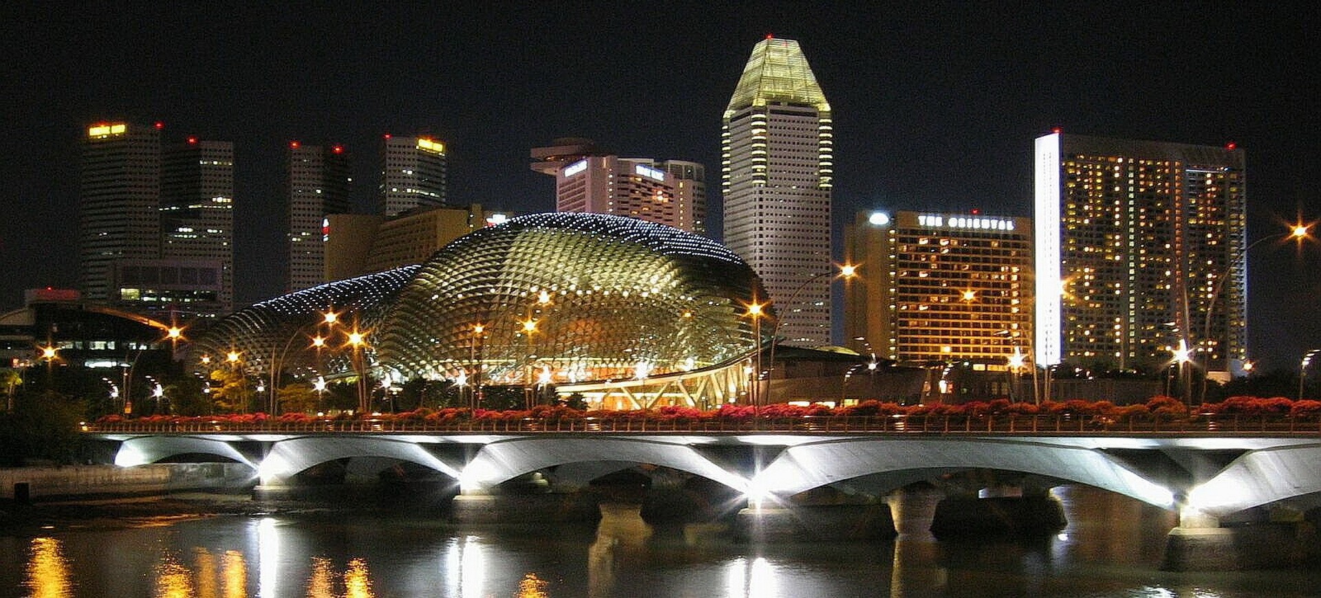 Singapour Opéra et Skyline by night